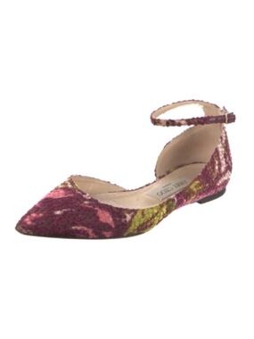 Jimmy Choo Lucy Floral Lamé Pointed-Toe Flats